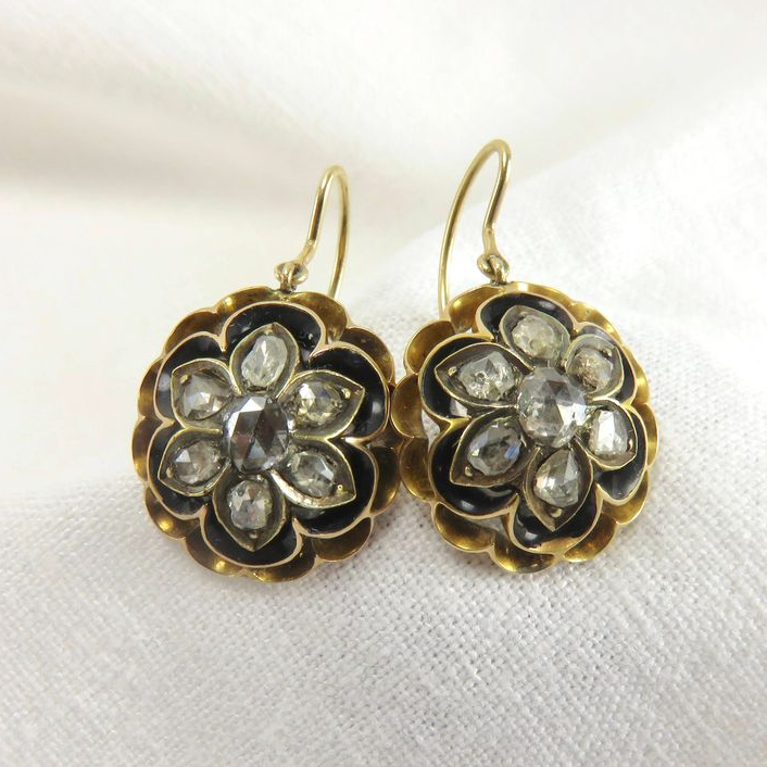 Vintage Crystal Golden Blossom Earrings-Lydieannejewelry