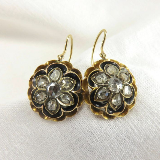 Vintage Crystal Golden Blossom Earrings-Lydieannejewelry