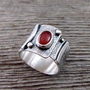 Vintage Red Inlaid Stone Ring-Lydieannejewelry