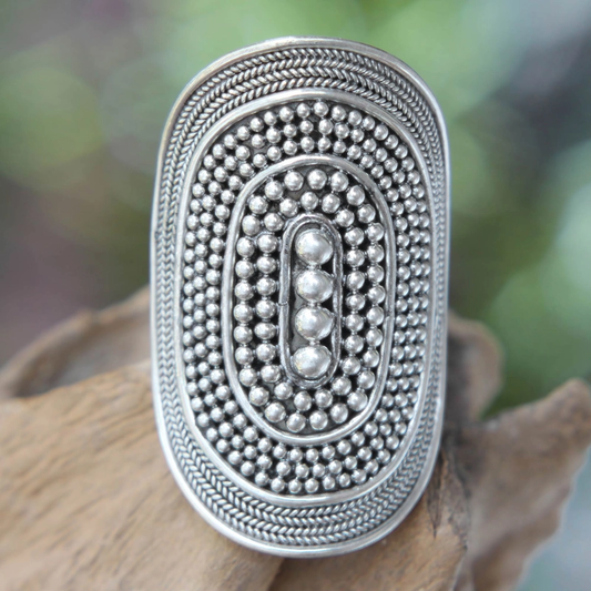 Vintage Coctail Silver Ring-Lydieannejewelry