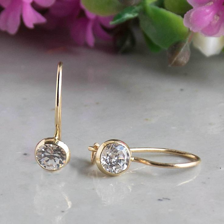 Vintage Earrings with Crystal Inlay-Lydieannejewelry