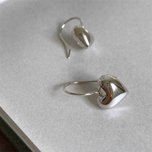 Vintage Silver Heart Earrings-Lydieannejewelry