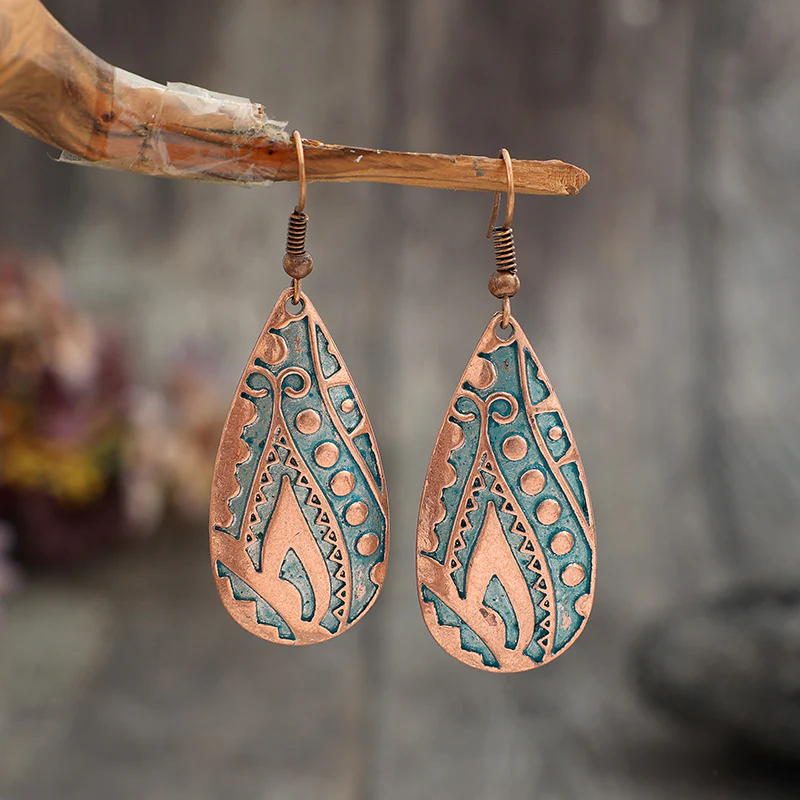 Vintage Dangling Bronze Drop Earrings-Lydieannejewelry