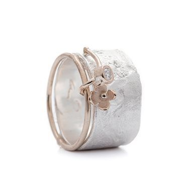 Vintage Pink Silver Flower Ring-Lydieannejewelry