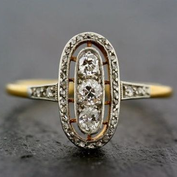 Vintage Bright Glass Gold Ring-Lydieannejewelry
