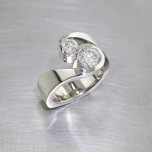 Vintage Silver Zirconia Open Ring-Lydieannejewelry