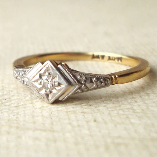 Vintage Glass Star Gold Ring-Lydieannejewelry