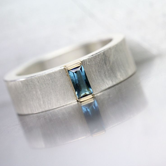Vintage Sky Glass silver Ring-Lydieannejewelry