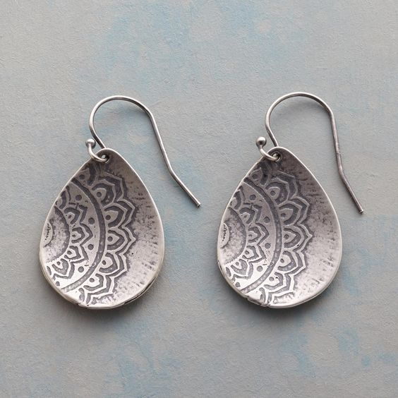 Vintage Drop Silver Earrings-Lydieannejewelry