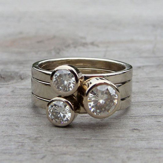 Vintage Triple Zirconia Layered Ring-Lydieannejewelry