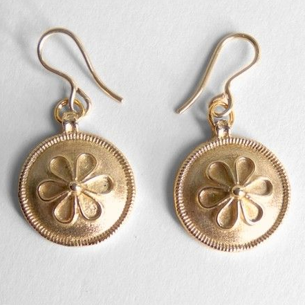 Vintage Rounded Daisy Gold Earrings-Lydieannejewelry