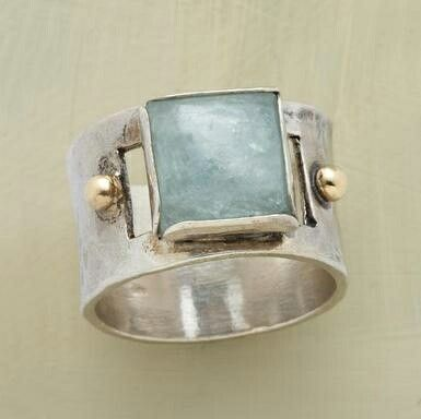 Vintage Green Square Moonstone Ring-Lydieannejewelry