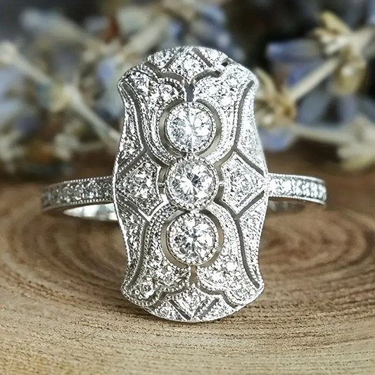 Vintage Brilliant Silver Ring-Lydieannejewelry
