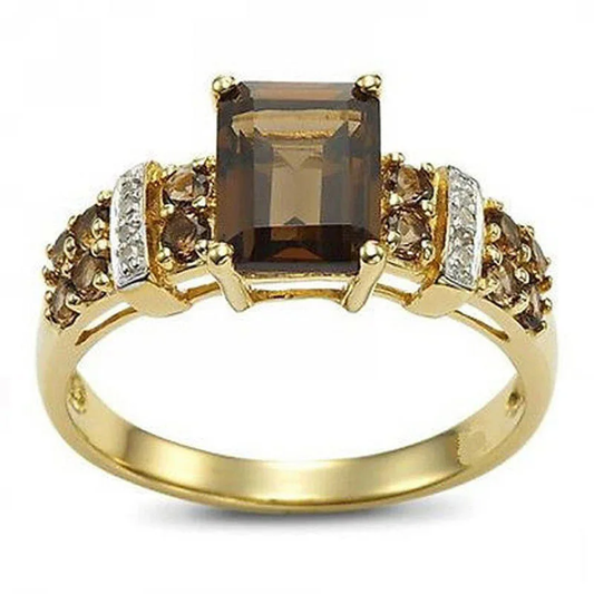 Vintage Brown Crystal and Gold Ring-Lydieannejewelry