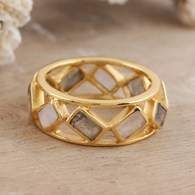 Vintage Gold Hollow Crytal Ring-Lydieannejewelry