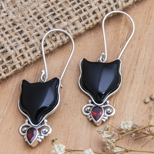 Vintage Black Kitty Earrings-Lydieannejewelry