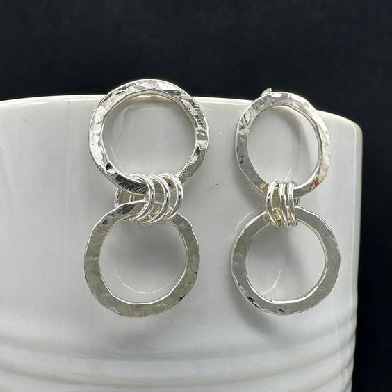 Vintage Hollow Circles Silver Earrings-Lydieannejewelry