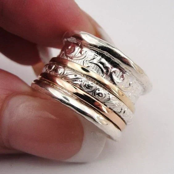 Vintage Gold & Silver Fine Ring-Lydieannejewelry