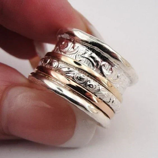 Vintage Gold & Silver Fine Ring-Lydieannejewelry