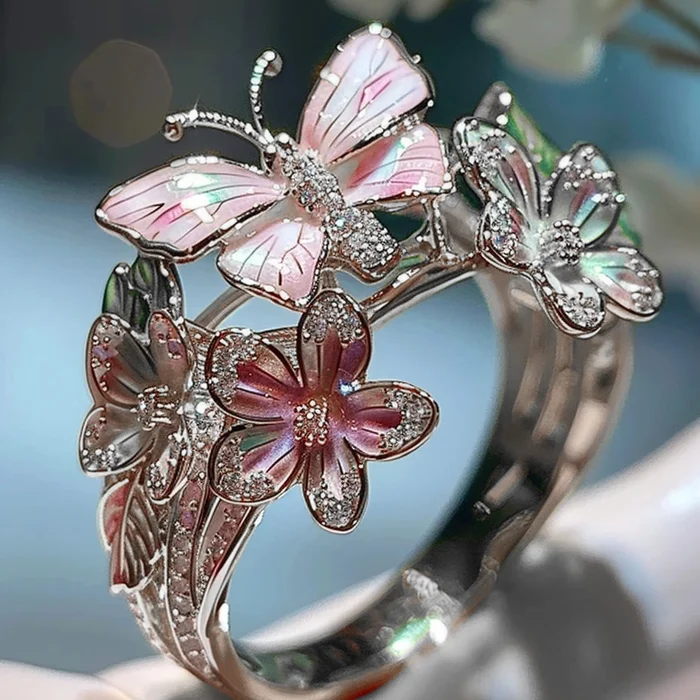 Vintage Golden Entrana Floral Ring-Lydieannejewelry