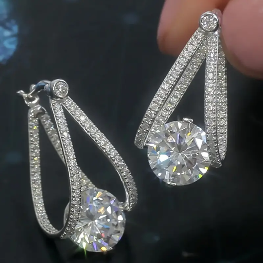 Vintage Bright Silver Crystal Earrings-Lydieannejewelry