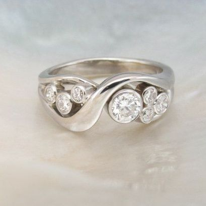 Vintage Spiral Zirconia Silver Ring-Lydieannejewelry