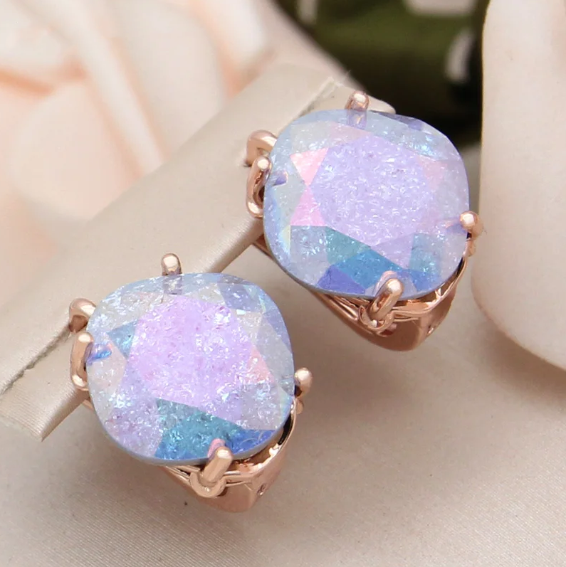Elegant Purple Rounded Opal Earrings-Lydieannejewelry