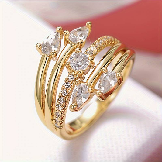 Vintage Sparkling Open Layered Ring-Lydieannejewelry