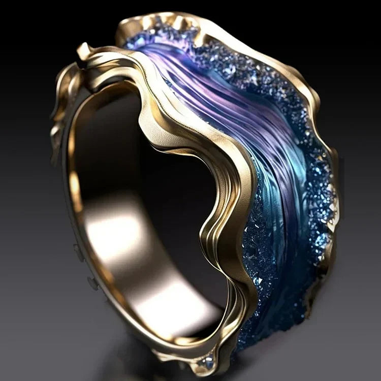 Vintage Golden Ocean Ring-Lydieannejewelry