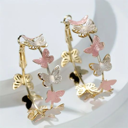 Vintage Butterflies Hoop Earrings-Lydieannejewelry