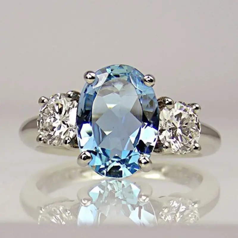 Vintage Light Blue Crystal Ring-Lydieannejewelry