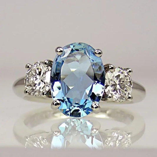 Vintage Light Blue Crystal Ring-Lydieannejewelry
