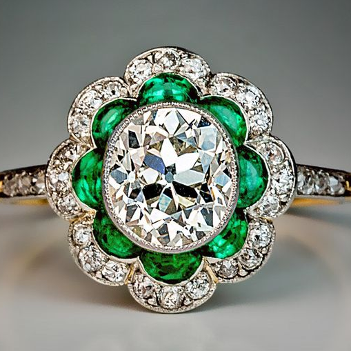 Vintage Golden Emerald Crystal Ring-Lydieannejewelry