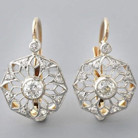 Vintage Hollow Mandala Crystal Earrings-Lydieannejewelry