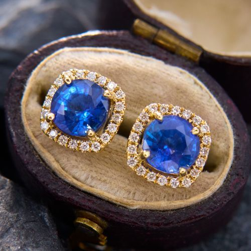 Vintage Blue Crystal Zirconia Earrings-Lydieannejewelry