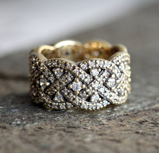 Vintage Braided Zirconia Ring-Lydieannejewelry