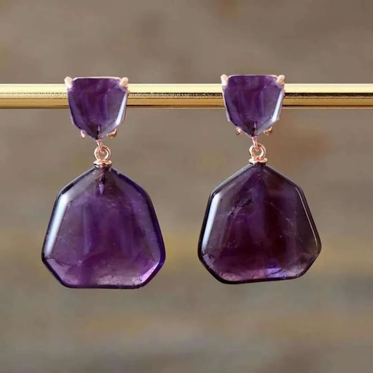 Vintage Purple Crystal Earrings-Lydieannejewelry