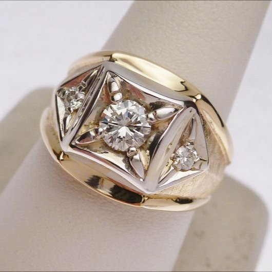 Vintage Square Zirconia Gold & Silver Ring-Lydieannejewelry