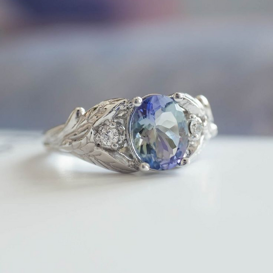 Vintage Blue Stone Silver Ring-Lydieannejewelry