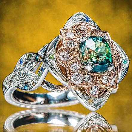 Vintage Sparkling Flower Silver Ring-Lydieannejewelry