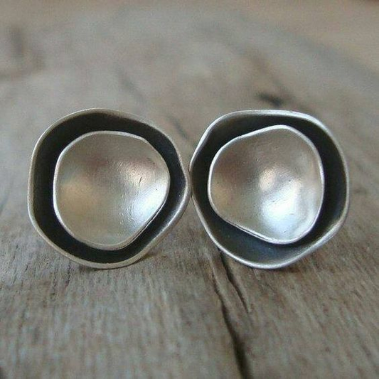 Vintage Silver Dot Earrings-Lydieannejewelry