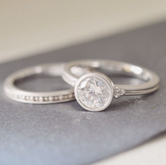 Vintage Silver Zirconia Ring Set-Lydieannejewelry