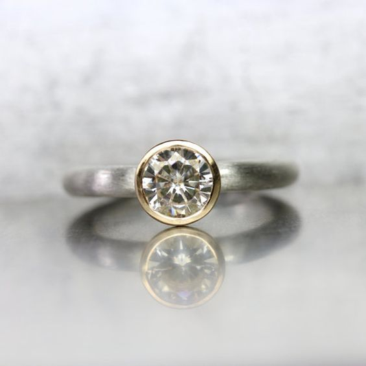 Vintage Glass Bright Silvered Ring-Lydieannejewelry