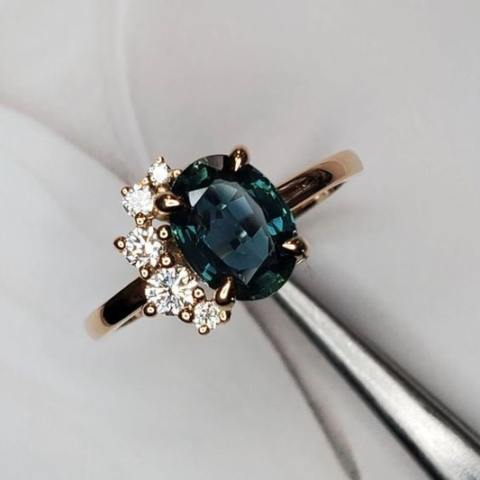 Vintage Dark Blue Crystal Ring-Lydieannejewelry