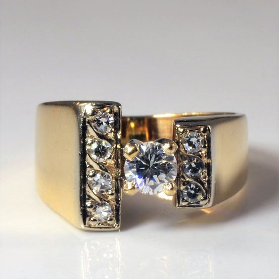 Vintage Open Zirconia Golden Ring-Lydieannejewelry