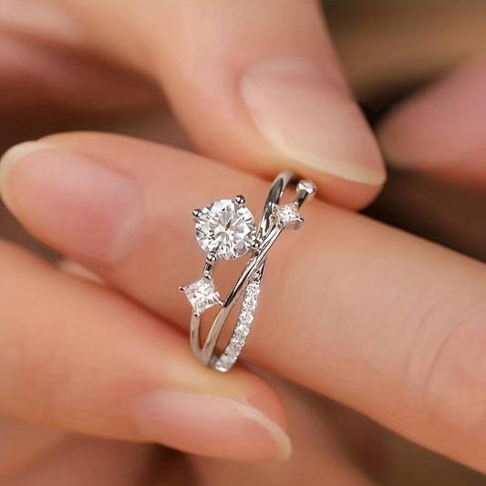 Vintage Silver Zirconia Fine Ring-Lydieannejewelry
