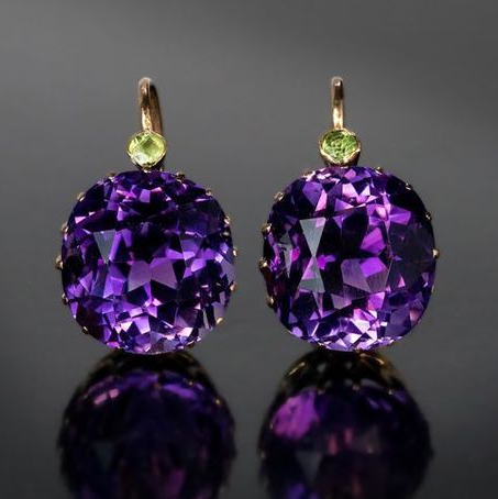 Vintage Purple Rounded Zirconia Earrings-Lydieannejewelry