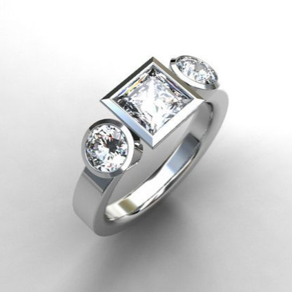 Vintage Square Glass Silver Ring-Lydieannejewelry