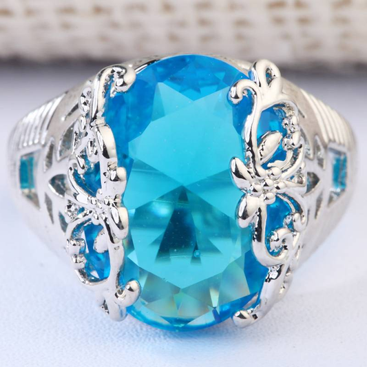 Vintage Blue Sky Silver Ring-Lydieannejewelry