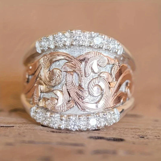 Vintage Silver & Rose Ring-Lydieannejewelry